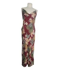 Tommy Bahama 100% Silk Floral Hawaiian Tank Top Maxi Summer Dress Womens 8